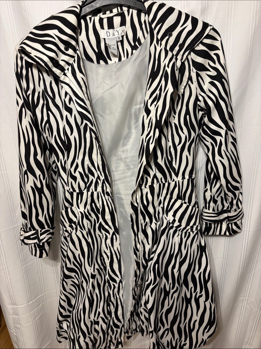 D&Y Black & White Zebra Print Trench